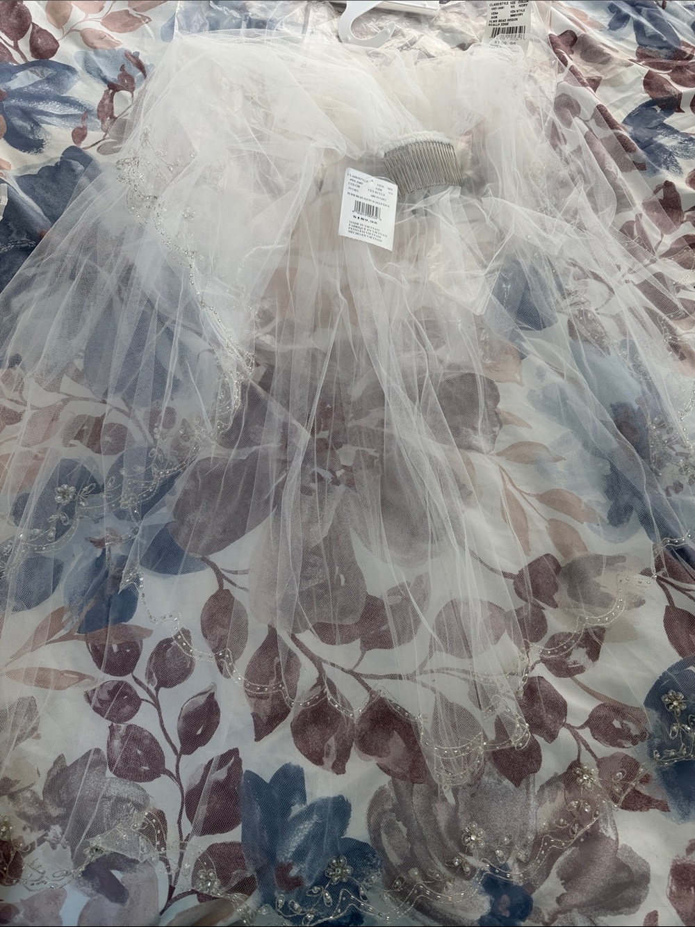 David's Bridal White Tulle Flower Girl Dress with Beaded Hem